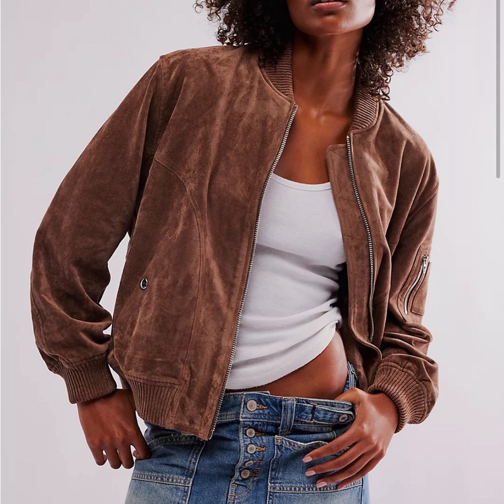Blank NYC/Free People Faux Suede Bomber Jacket